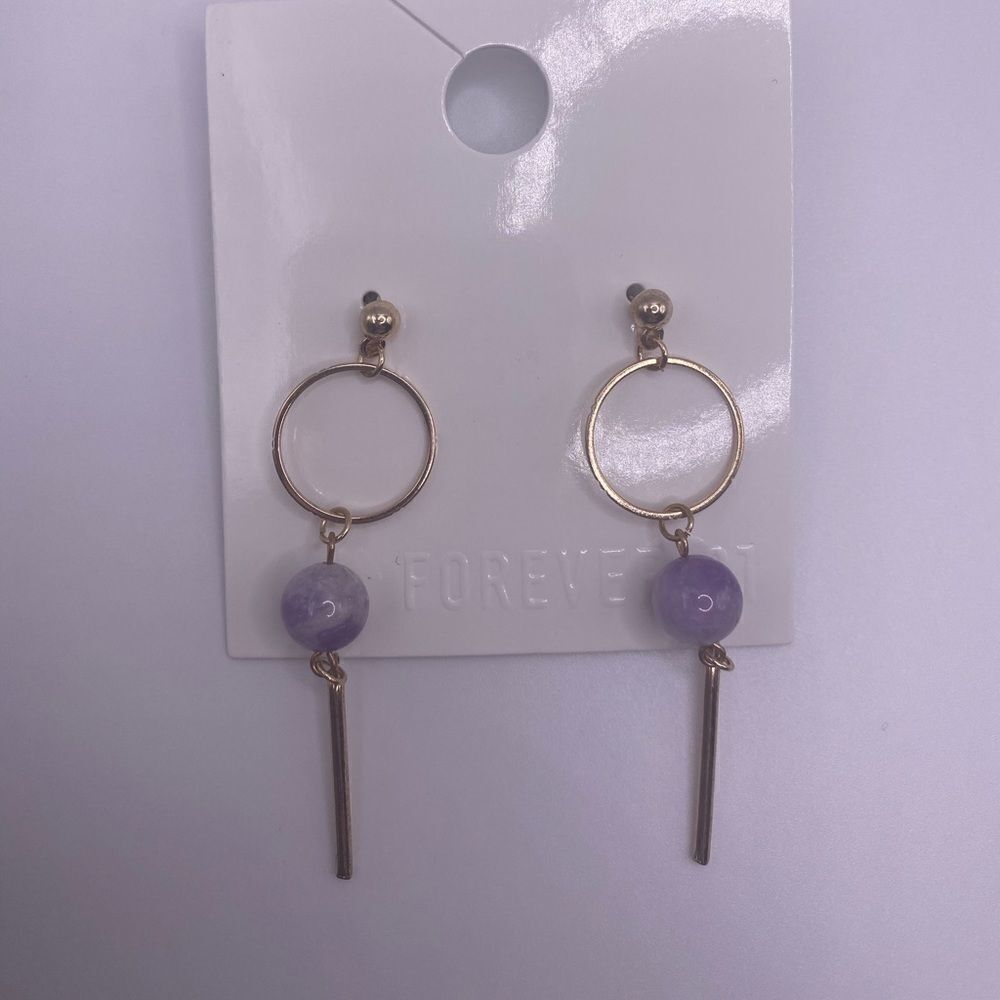 4/$20 Forever 21 Purple & Gold Drop Earrings